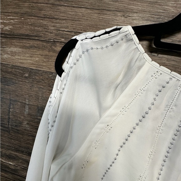 White House Black Market Cream White Off-the-Shoulder Bishop Sleeve Sundress - Picture 5 of 16